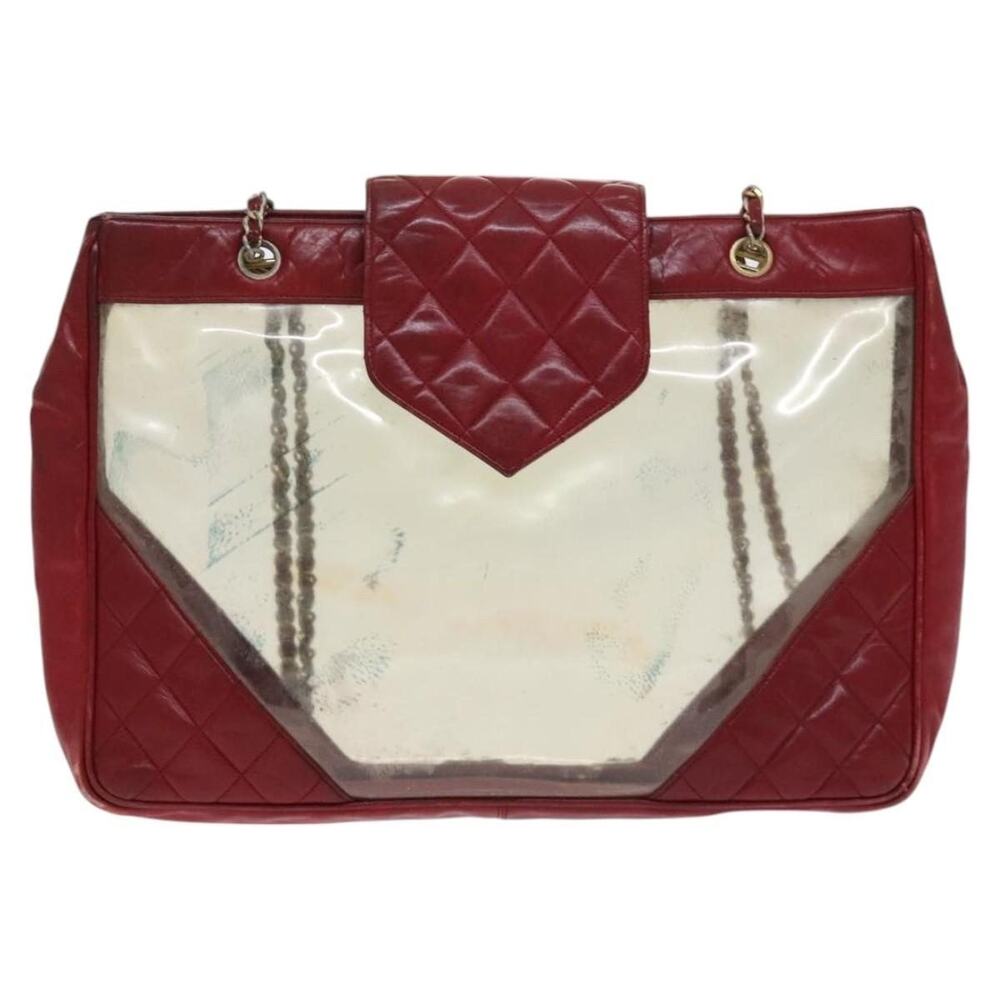 Chanel Matelasse Vinyl Chain Shoulder Bag Red